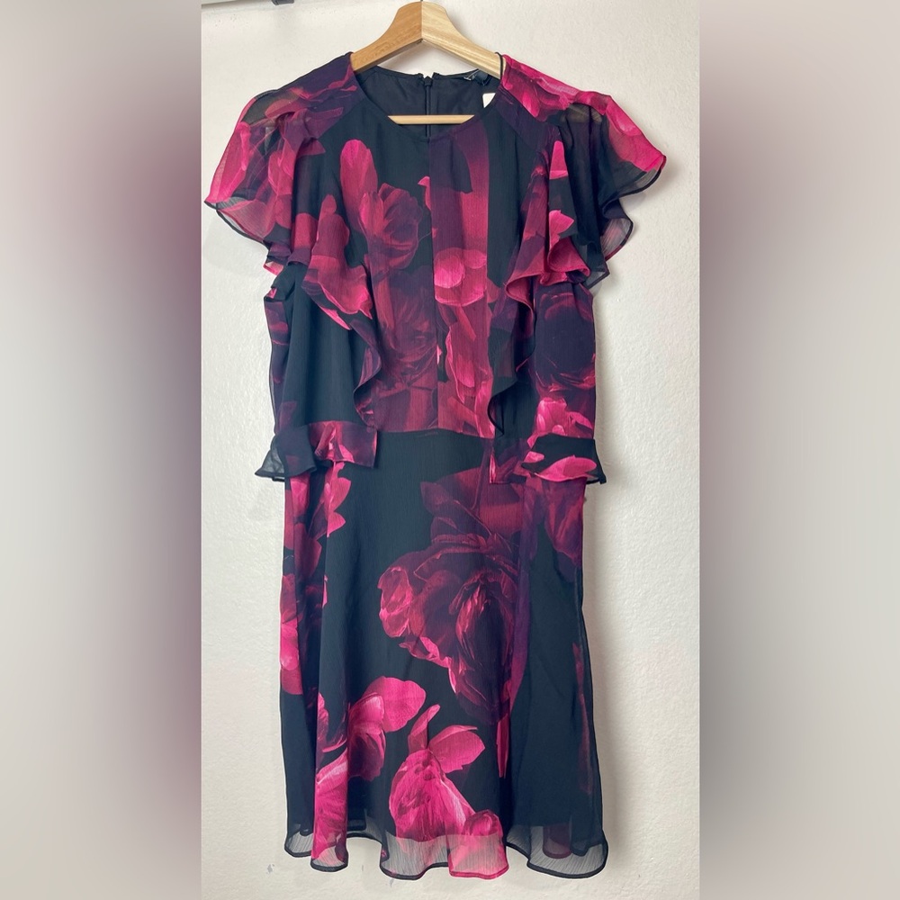 Ted Baker Bretaah Angel Sleeve Mini Dress Peplum 6= L t xl